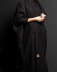BL-0164 Abaya, Emirati model, white striped fabric