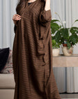 CL-0201 Abaya, wide model, light brown striped fabric
