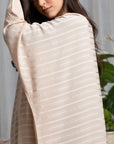CL-0202 Abaya wide model beige stripes fabric