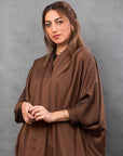 CL-0169 Abaya, Emirati model, brown stars