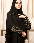 BL-0214 Abaya classic model with golden color embroidery