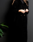 BL-0154 winter abaya, classic model, black velvet, high quality fabric
