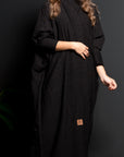 BL-0164.1 Abaya, wide model, gold-striped fabric