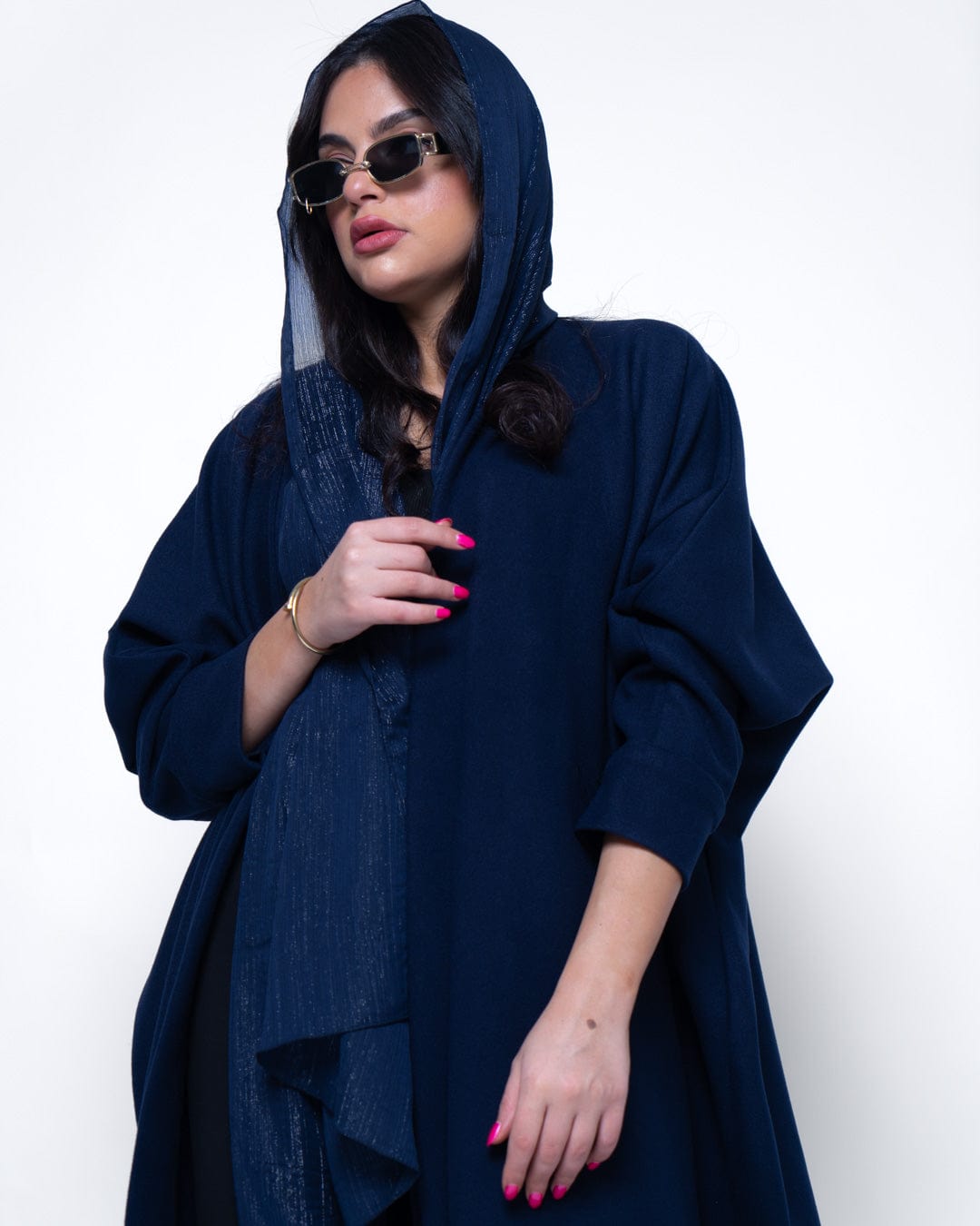 CL-0188 Loose fit abaya, navy blue colour broadcloth fabric