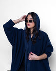 CL-0188 Loose fit abaya, navy blue colour broadcloth fabric