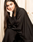 BL-0191 Abaya wide cut black silk