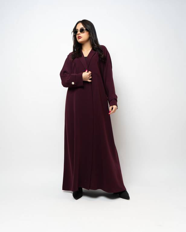 CL-0153.1 Classic cut abaya dark red formal model