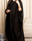 BL-0191 Abaya wide cut black silk